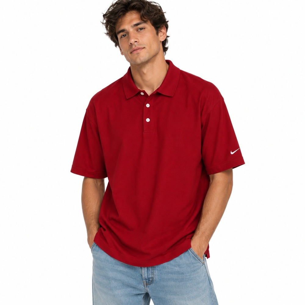 Nike Golf Polo Shirt Mens XL Red Dri-Fit Performance Athletic Golf Dadcore Basic